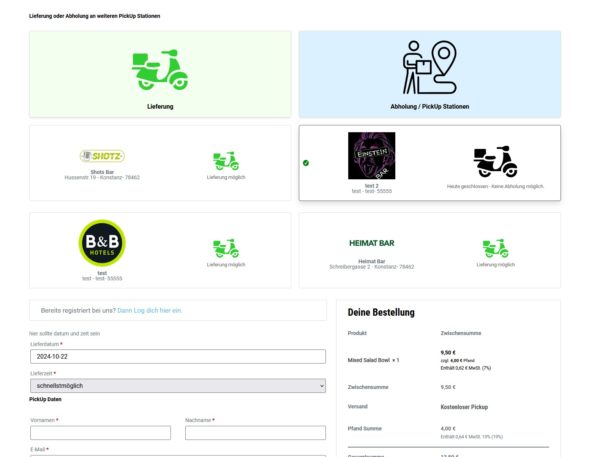 Erstellung des Moduls Dynamic Delivery & Pickup / Restzahlung